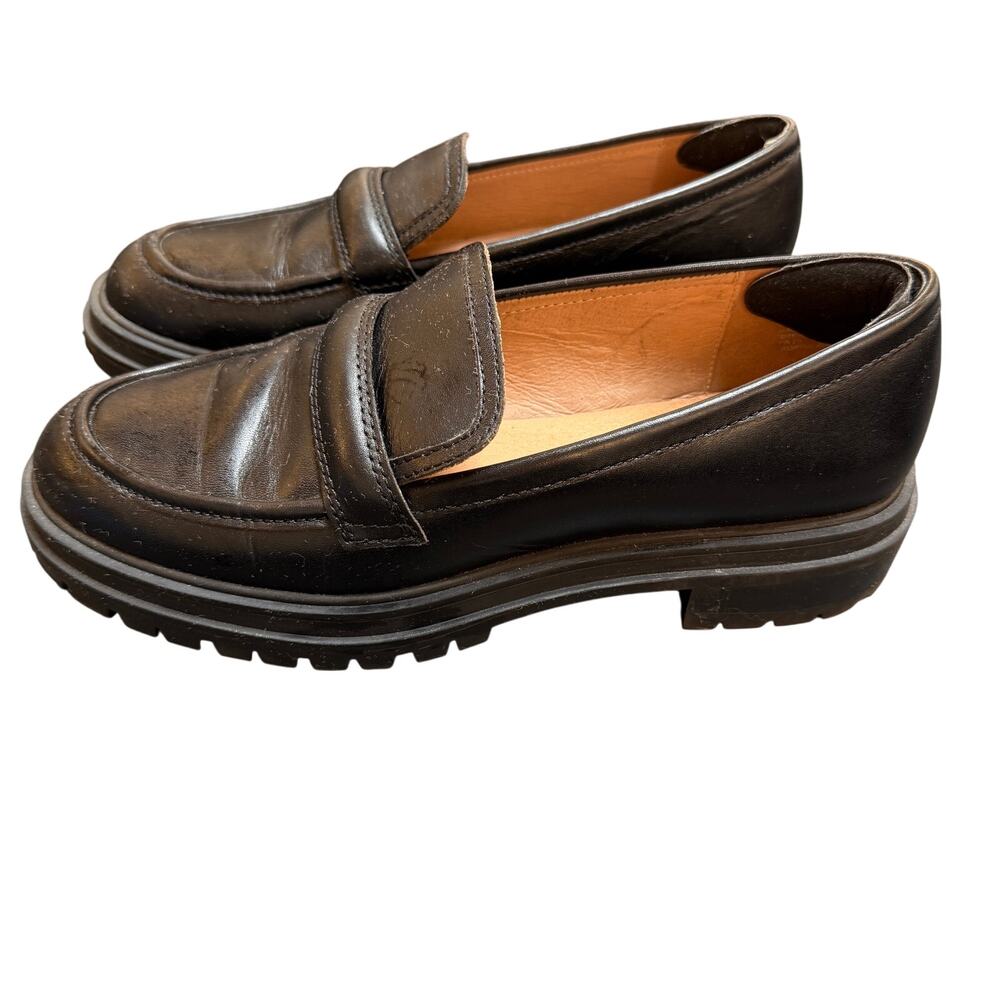 Madewell The Bradley Penny Loafers Black Leather Lug Sole Womens Size 9 EUC